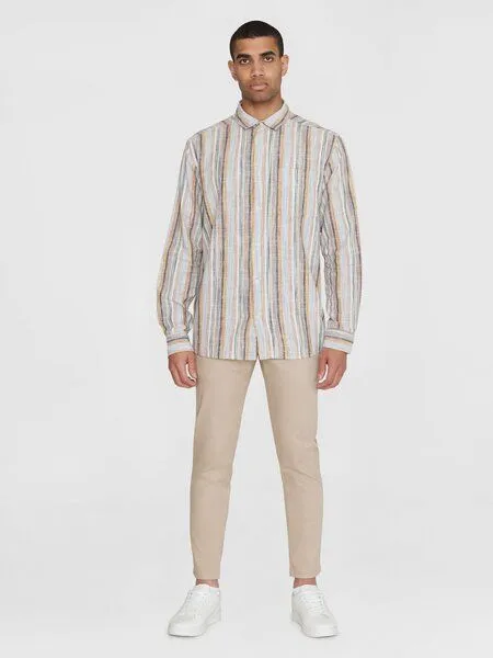 KnowledgeCotton Apparel KnowledgeCotton Apparel Langarmhemd mit Streifen aus Bio-Baumwolle, Natur (multicolor stripe), – Produktbild 2 von 3