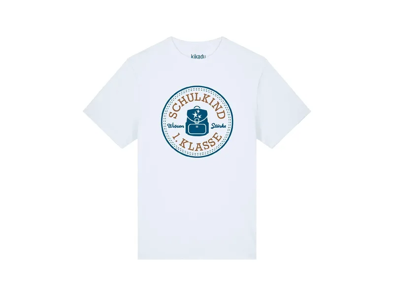 Kikadu Kikadu T-Shirt Schulkind Petrol 134/140, Weiß, – Produktbild 1 von 2