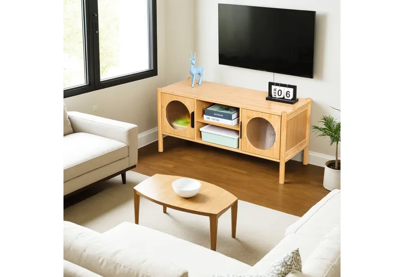 RELAXDAYS RELAXDAYS TV-Board TV Lowboard mit 2 Türen (1 St), Braun, – Produktbild 2 von 5