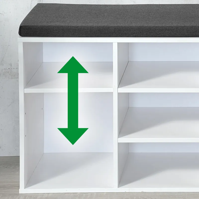 Kesper Schuhschrank mit Sitzkissen, Weiss, – Produktbild 3 von 8