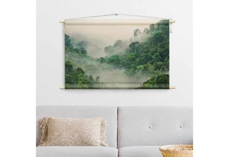 Bilderdepot24 Wandteppich modern Wald Tropisch Dschungel Natur grün, rechteckig, Höhe: 2.6 mm, großes Wandbild aus Natur-Baumwolle Wandbehang Stoffbild Tuch Wollseil, Grün, – Produktbild 4 von 4