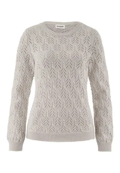 hessnatur hessnatur Strick Pullover Regular aus Bio-Baumwolle und Wolle, Düne, – Produktbild 3 von 4