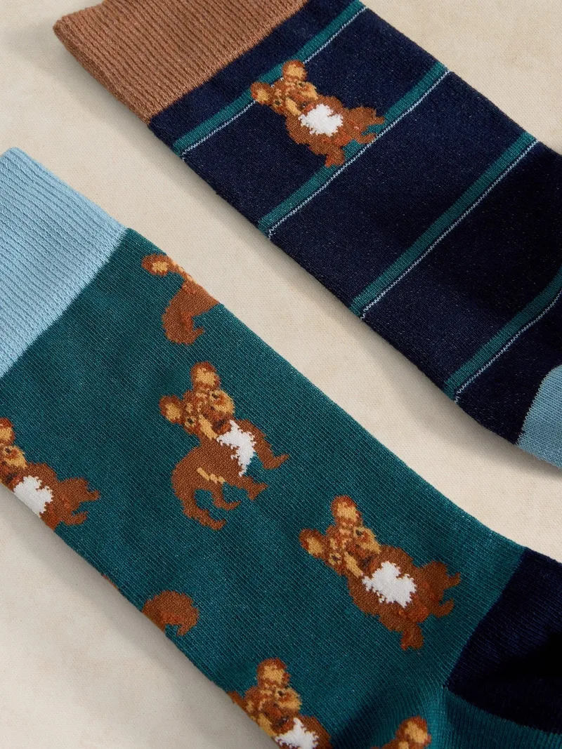 White Stuff 2-er Pack Socken Frenchie - 41-43, Dunkelblaugrün, – Produktbild 2 von 2