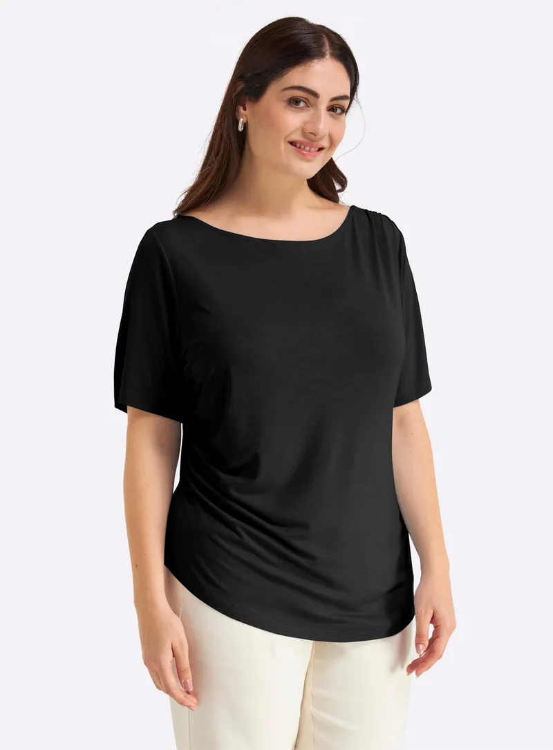 sheego Shirt schwarz, Schwarz, – Produktbild 2 von 2
