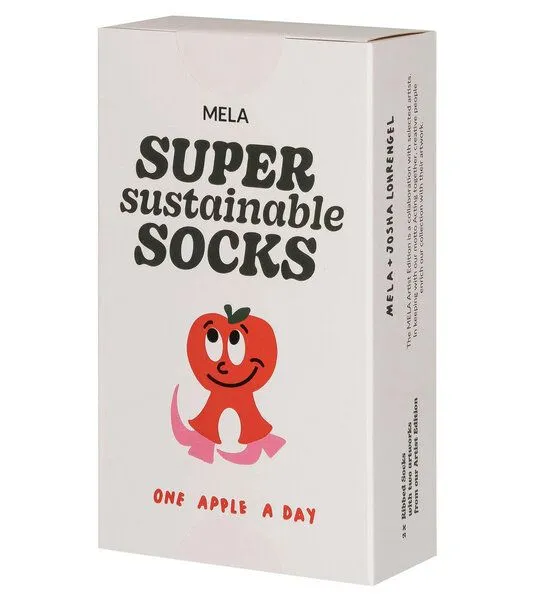 MELA MELA 2 Paar Ripp-Socken mit Stickerei "one apple a day", Mehrfarbig, – Produktbild 2 von 3
