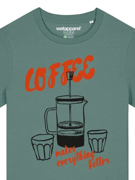 watapparel watapparel T-Shirt Frauen Coffee makes everything better, Green bay, – Produktbild 3 von 4