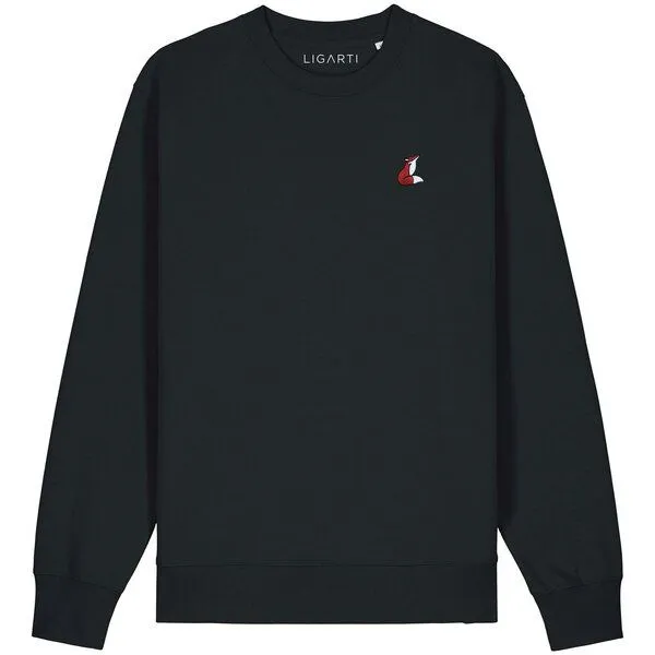 LIGARTI Bestickter Pullover – Valentina der Fuchs – LIGARTI Tiermanufaktur, Schwarz, – Produktbild 1 von 3