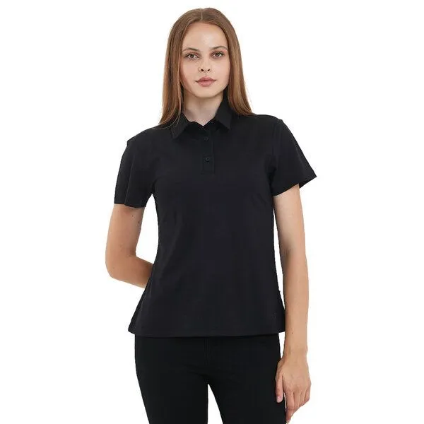 Woolona Woolona Merino Casual Damen Polo-Shirt - 100% Merinowolle, Schwarz, – Produktbild 1 von 3