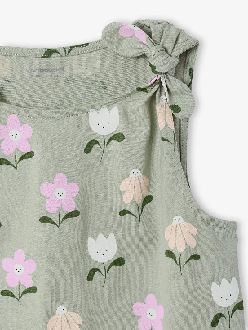 Vertbaudet Top mit Schleifen an Schultern Mädchen salbei blumen, Salbeigrün blumen, – Produktbild 3 von 3