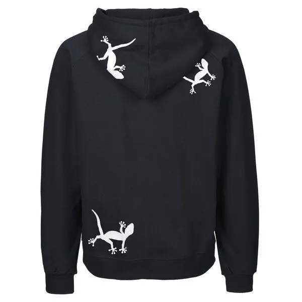 HANDGEDRUCKT HANDGEDRUCKT "Geckos" Männer Zip-HOODY aus reiner Biobaumwolle (kbA), Navyblue, – Produktbild 1 von 4