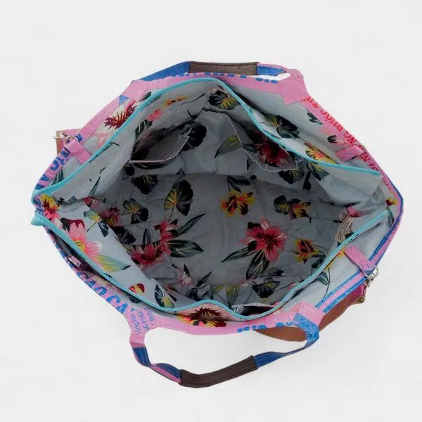 REFISHED fair fashion REFISHED fair fashion Tasche 'SOULMATE ZIP' Limitierte Edition! - upcycelte Fischfuttersäcke, #fish rosa-blau - cool-flowers, – Produktbild 4 von 4