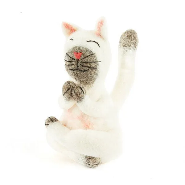 short'n'pietz short'n'pietz Weiße Yoga Katze als Filz Eierwärmer – Produktbild 1 von 2