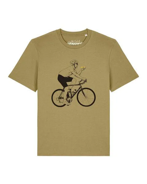 watapparel watapparel T-Shirt Unisex Fahrrad und Pizza, Faded olive, – Produktbild 1 von 2