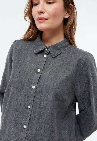 Givn Berlin Givn Berlin Jeansbluse GBLYRA in elegantem Schnitt, Washed black, – Produktbild 4 von 4