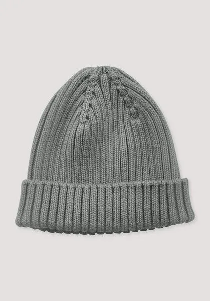 hessnatur hessnatur Strickmütze aus reiner Bio-Baumwolle, Nebelblau, – Produktbild 1 von 2