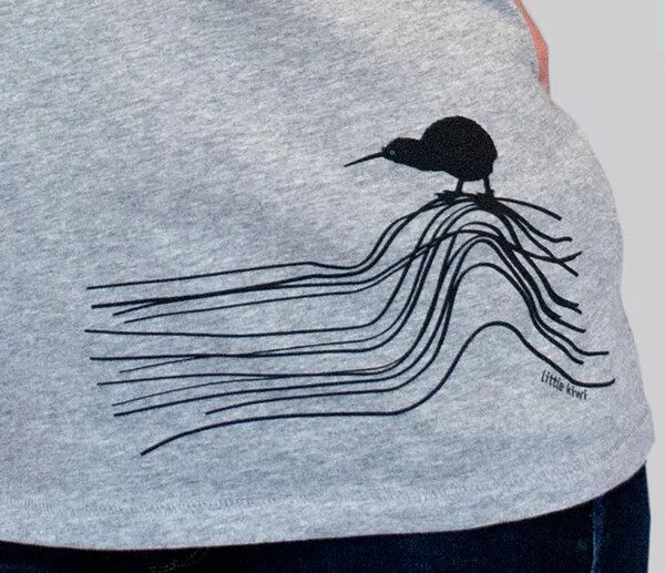 little kiwi little kiwi Damen Longsleeve, "Kiwis Abenteuer", Grau - heather grey, – Produktbild 3 von 3
