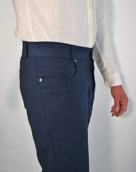 Aatise Aatise Herren Leinenhose aus 100% Leinen Zanzibar regular fit, mid rise, Blau, – Produktbild 2 von 4