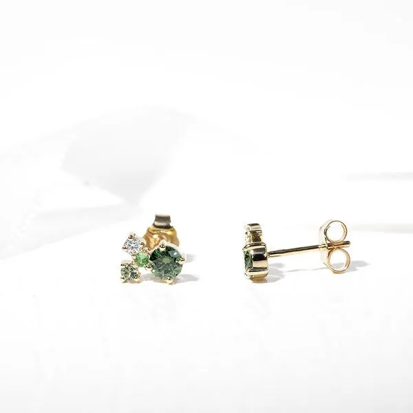 Eppi Eppi Grüne Cluster-Ohrringe mit grünen Diamanten und Edelsteinen Kerrie, Rosa, – Produktbild 2 von 4