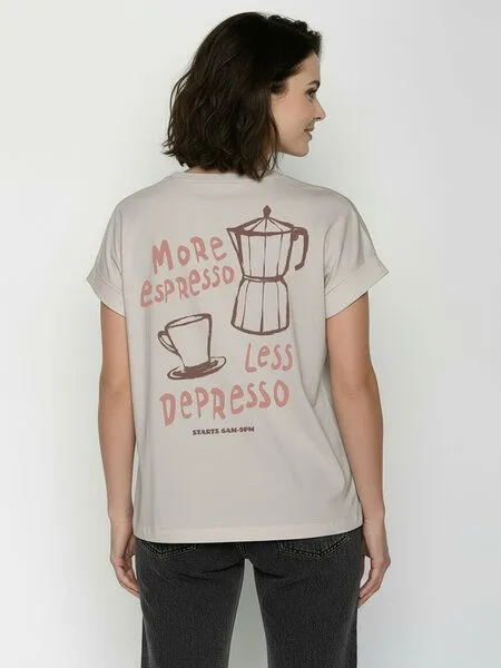 GreenBomb GREENBOMB Espresso Loony - Sportliches T-Shirt aus Bio-Baumwolle mit Rollup Sleeve / hochwertiger Print / GOTS / Fair & Vegan, Brown, – Produktbild 1 von 4