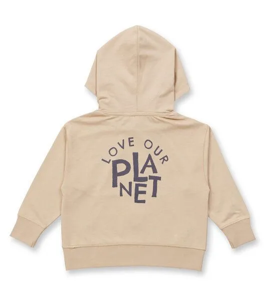 Sense Organics & friends in cooperation with GARY MASH Sense Organics & friends in cooperation with GARY MASH Kinder Hoodie mit Statement Print aus Biobaumwolle, Sand (braun), – Produktbild 1 von 2