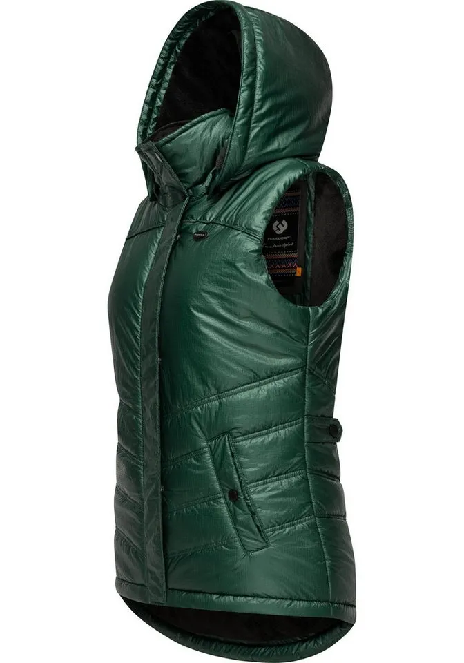 ragwear ragwear Steppweste Hesty Bling Wasserdichte Outdoor-Weste mit abnehmbarer Kapuze, Grün, – Produktbild 2 von 5