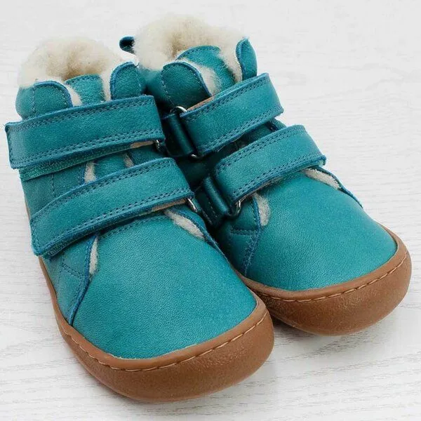 Pololo Pololo Barfuß Winterstiefel aus pflanzlich gegerbtem Leder, unisex, Gr. 22-34, Türkis, – Produktbild 1 von 4