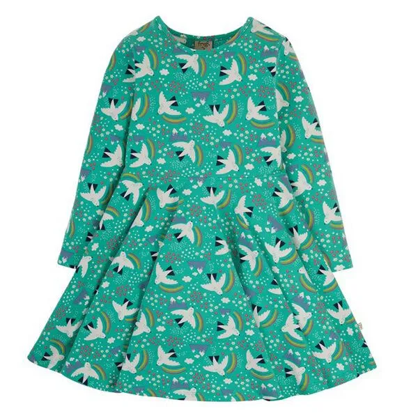 Frugi Frugi Kleid Schneehühner in türkis Skater Dress – Produktbild 1 von 1