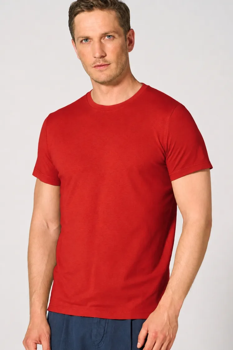 HempAge Hempage Herren vegan T-Shirt Slim Fit Hagebuttenrot, Rot, – Produktbild 2 von 2
