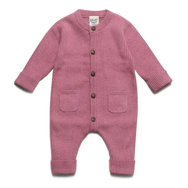 Puri Organic Puri Organic Gestrickter Baby-Overall Baumwolle (Bio) Schurwolle, Granatapfel, – Produktbild 1 von 1