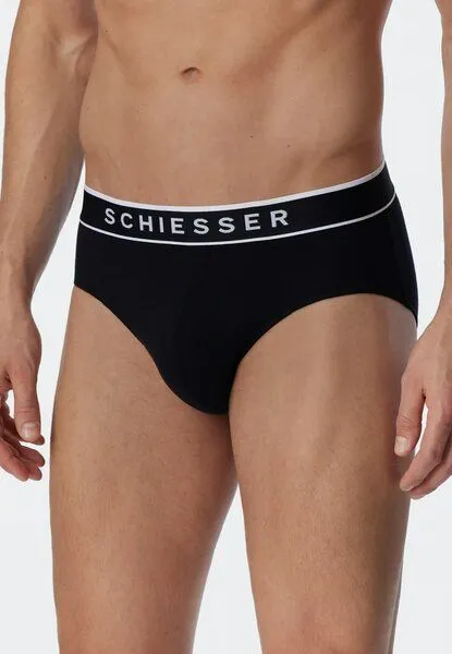 Schiesser Schiesser 3er Pack Herren Slips Biobaumwolle 95/5, Schwarz, – Produktbild 4 von 4