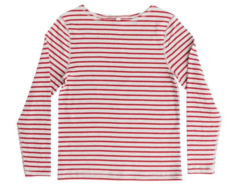 Leela Cotton Leela Cotton Langarmshirt Damen Wendelangarmshirt, Beige|rot, – Produktbild 1 von 3