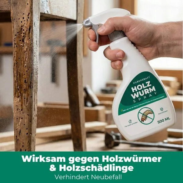 Silberkraft Silberkraft Holzwurm Spray gegen Holzwürmer, Holzbock & Nagekäfer für Innen & Außen inkl. E-Book – Produktbild 4 von 4
