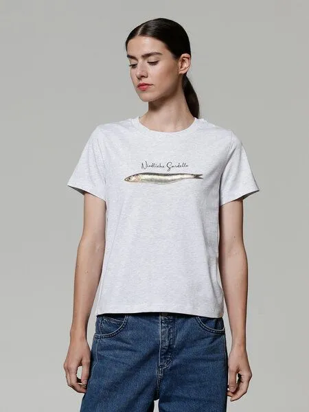 watapparel watapparel T-Shirt Frauen Niedliche Sardelle, Cool heather grey, – Produktbild 2 von 4