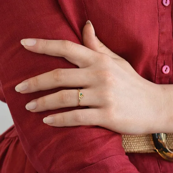 Eppi Eppi Cluster-Ring aus Gold mit Citrin, Smaragd und einem Diamanten Dalit, Rosa, – Produktbild 4 von 4