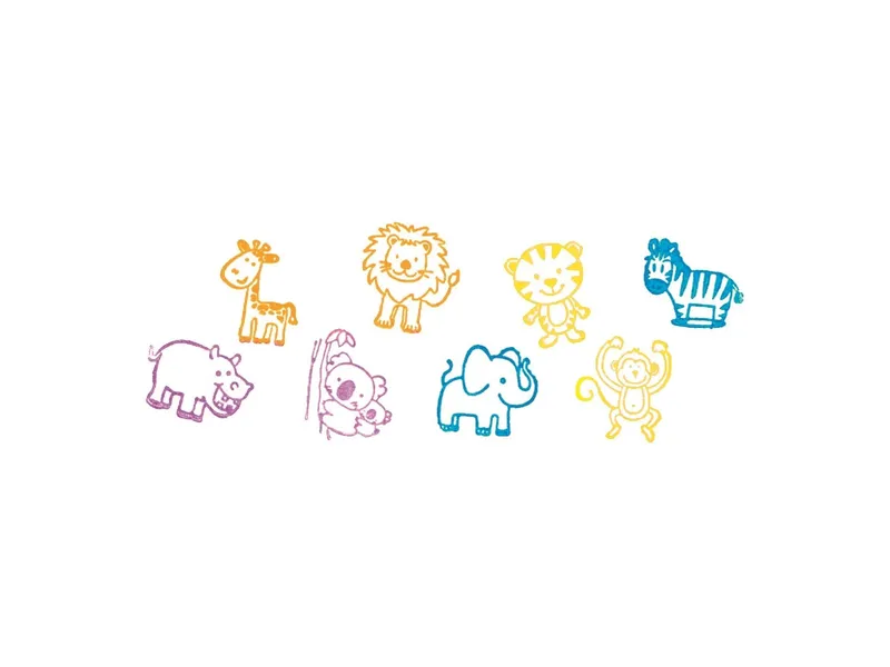 Goki Goki Kinder Stempelset mit buntem Stempelkissen "Wilde Tiere" 9-teilig – Produktbild 2 von 2