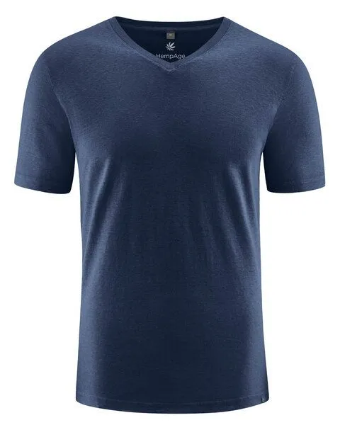 HempAge HempAge V-Kragen T-Shirt Hanf/Biobaumwolle, Navy(blau), – Produktbild 1 von 4