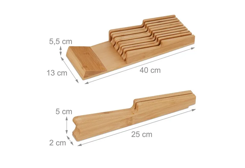 RELAXDAYS RELAXDAYS Messerblock Messerhalter Schublade für 9 Messer (1tlg), Braun, – Produktbild 4 von 5