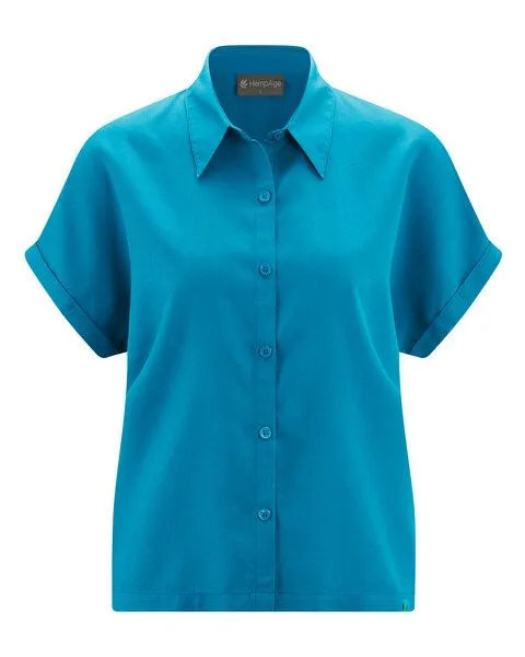 HempAge HempAge Damen Lyocell Bluse (auf Hanf Basis) Normal Fit, Azure (blau), – Produktbild 3 von 4