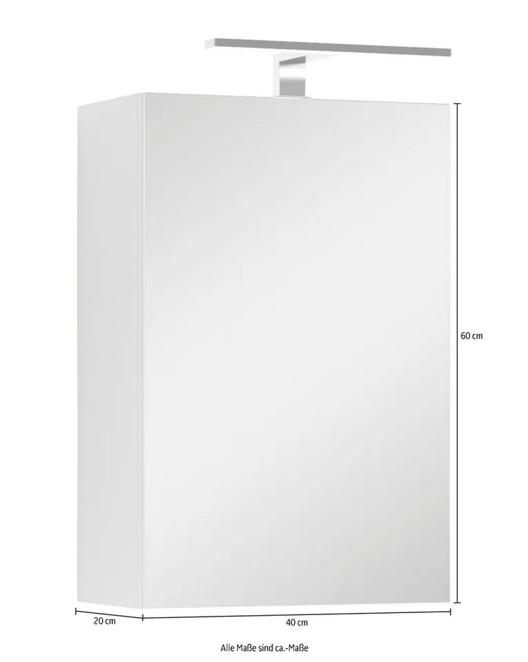 byLIVING Spiegelschrank Serie Spree, in vielen Breiten erhältlich Soft-Close, LED Beleuchtung mit Schalter- und Steckdosenbox, Weiß, – Produktbild 6 von 8