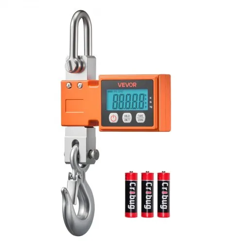 VEVOR Kranwaage 500 kg, Digitale Industriewaage mit Gehäuse aus Aluminiumguss & LCD-Display, Wildwaage 100-g-Teilung & 3-Stufiger, Abschaltautomatik, Hakenwaage, Zugwaage für Garagen, Werkstatt – Produktbild 1 von 1