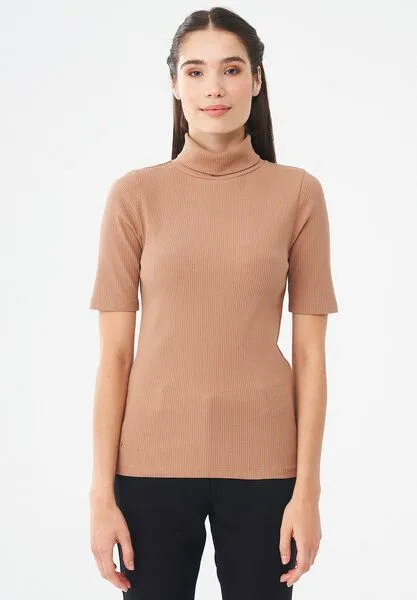 ORGANICATION ORGANICATION Rollkragenshirt aus Bio-Baumwolle, Light brown, – Produktbild 1 von 4