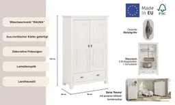 OTTO home Wäscheschrank Rauna (B/H/T ca. 96/155/38 cm) aus massiver Kiefer, FSC®, 2-türig, 96cm breit – Produktbild 1 von 1