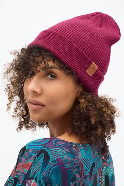 KOKOworld Mütze Peak Knit – Fairtrade Cotton – Klassische Beanie – Warm – Unisex – KOKOworld, Wine (burgundy), – Produktbild 4 von 4