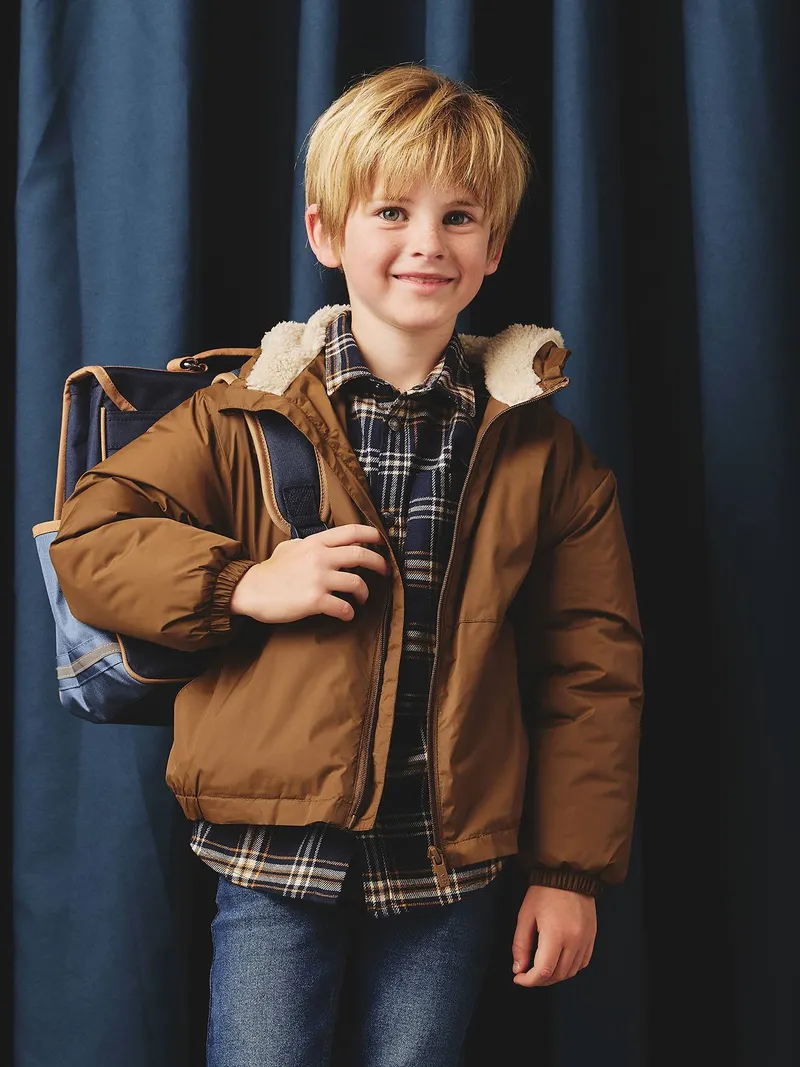 Vertbaudet Übergangsjacke mit Teddyfleecefutter Jungen, Karamell, – Produktbild 1 von 4