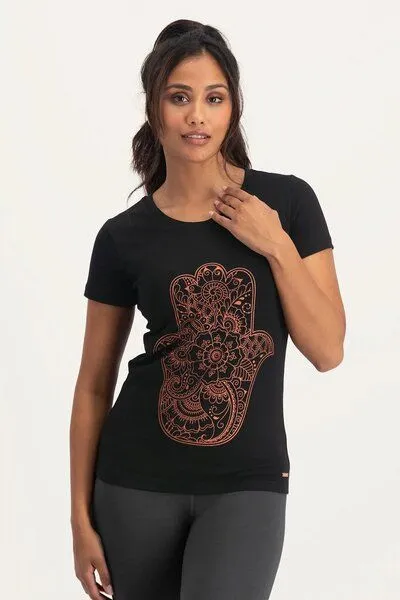 Urban Goddess Urban Goddess Hamsa Core Yoga Tee aus Bio-Baumwolle, Onyx black (schwarz), – Produktbild 1 von 4
