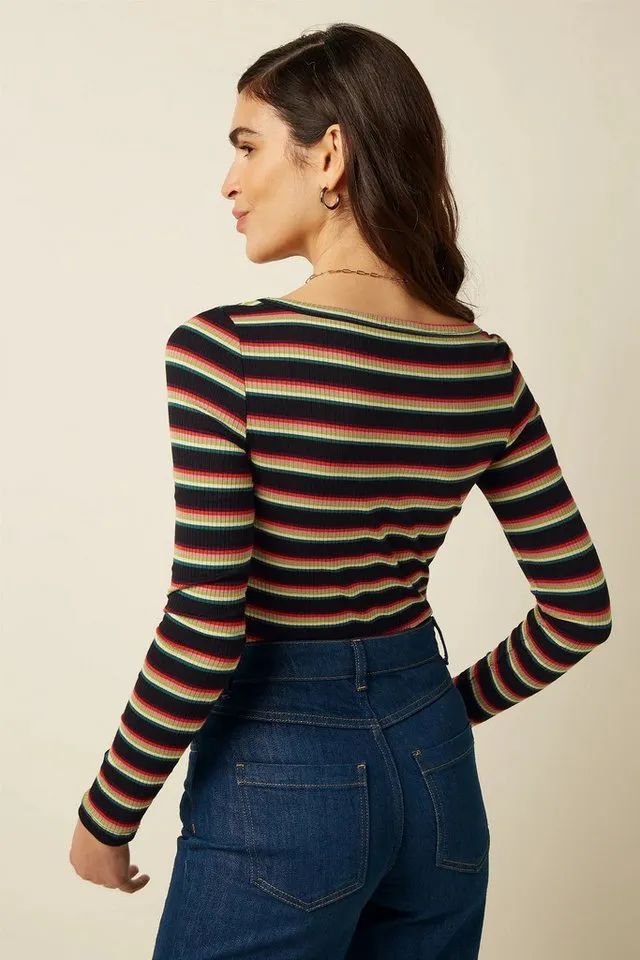 king louie king louie Langarmshirt Lili Top Lottie Stripe - modisches Langarmshirt mit Rundhals für Damen – Produktbild 3 von 4