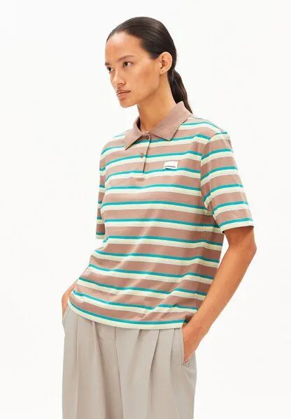 ARMEDANGELS ARMEDANGELS STRIPE Damen T-Shirt aus Bio-Baumwolle, Walnut cream-pool green-lime juice, – Produktbild 1 von 4