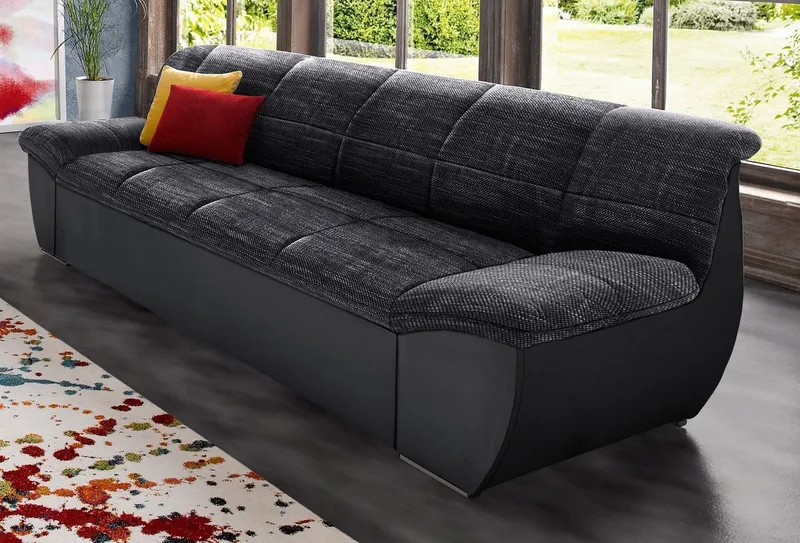 DOMO collection 3-Sitzer SPLASH Breite 232 cm, moderne Sitz- und Rückensteppung, komfortabel, flache Armlehnen zum Entspannen, Schwarz, – Produktbild 1 von 5