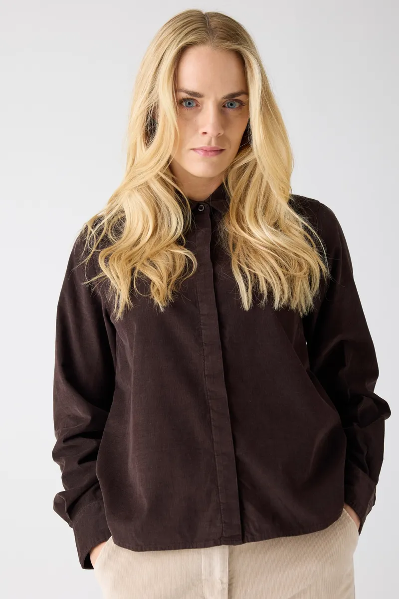 KnowledgeCotton Apparel KnowledgeCotton Apparel Damen vegan Shirt Corduroy Chocolate Torte, Braun, – Produktbild 2 von 2