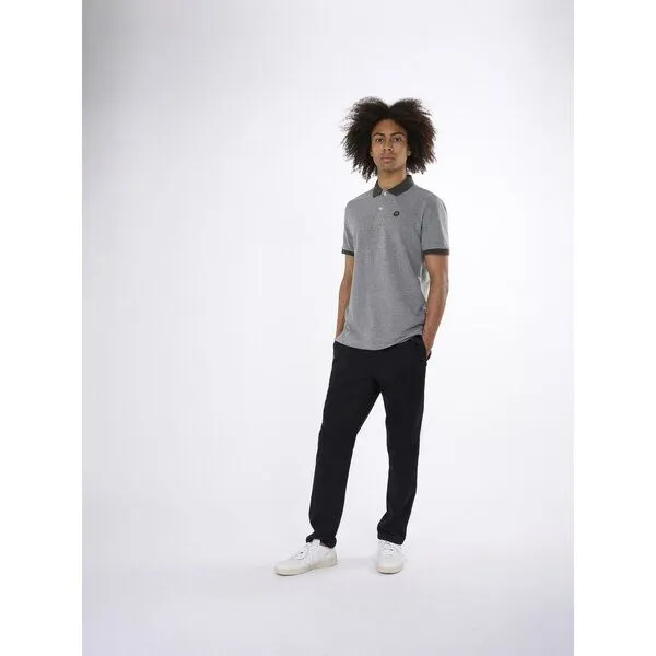 KnowledgeCotton Apparel KnowledgeCotton Apparel Melange T-Shirt - Yarn dyed badge polo - aus Bio - Baumwolle, Grün (forrest night), – Produktbild 2 von 3